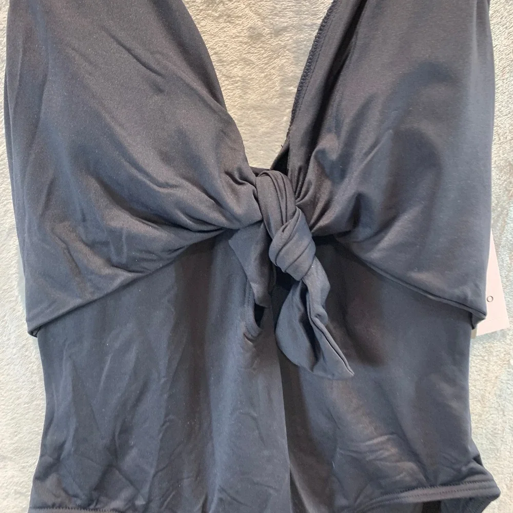 Vince Camuto Womens Black Halter Tie Front Knot One Piece Swimsuit V91710 New 10